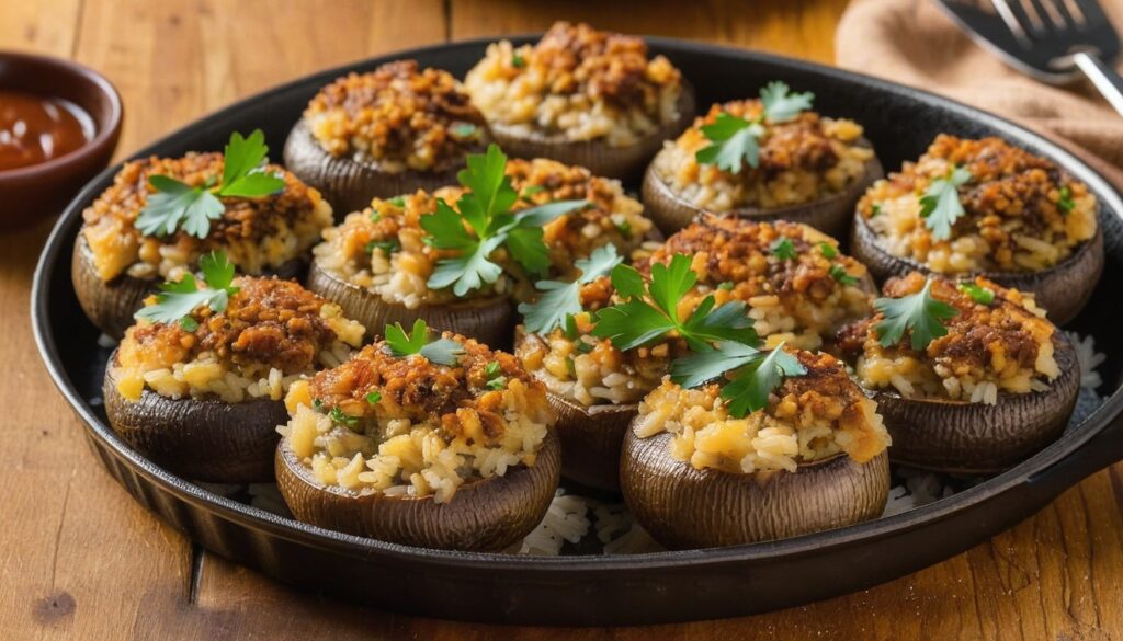 Rice Stuffed Portobello Mushrooms Recipe Idea