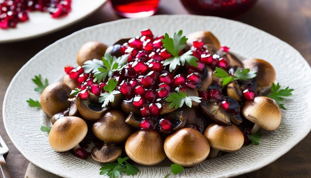 Roasted Mushrooms with Smoky Pomegranate Sauce Recipe