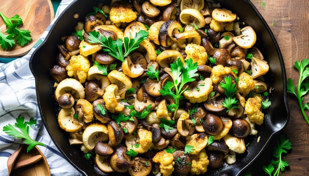 Garlic Mushrooms Cauliflower Skillet Recipe