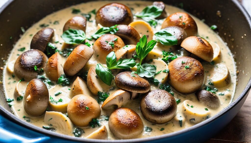 Creamy Garlic Butter Tuscan Mushrooms Recipe