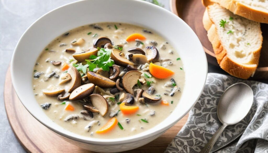 Creamy Wild Rice Chicken Soup With Roasted Mushrooms: A Hearty Delight