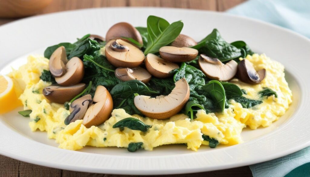 Scrambled Eggs With Spinach And Mushrooms Recipe